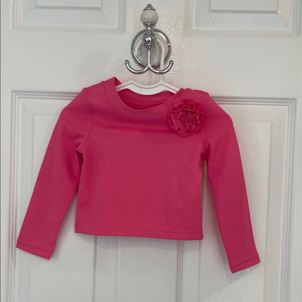 Janie and Jack Pink Long Sleeve Rashguard with Floral Detail